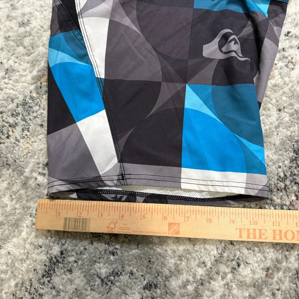 Quiksilver Cypher Series Board Shorts‎ Mens 30 Blue Grey Geometric 4-Way Stretch
